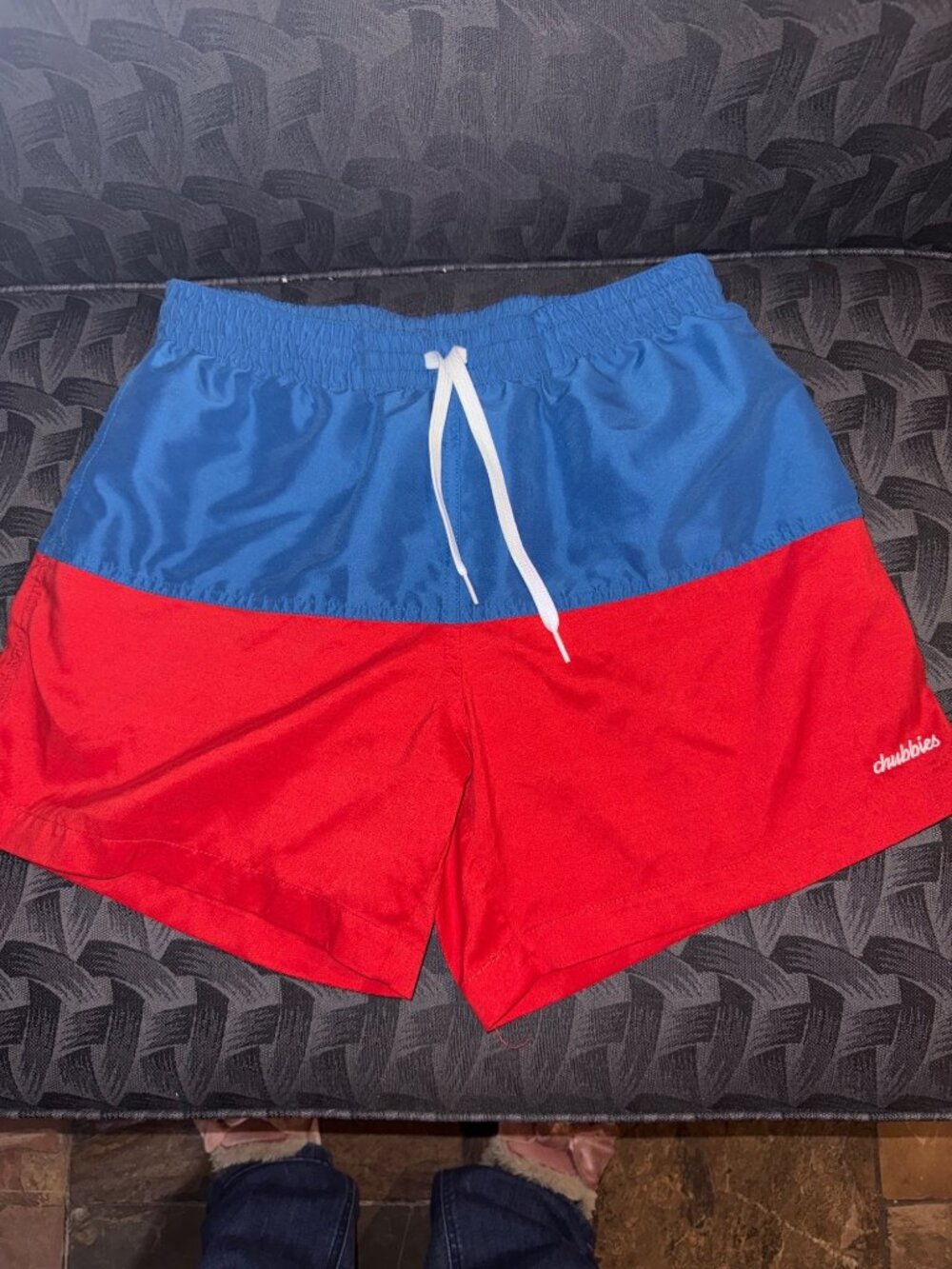 Chubbies Mens Swim Trunks Two-Tone Red & Blue Large Made In USA